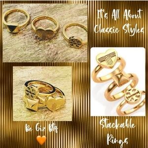🆕 Authentic Tory Burch Stackable Gold Rings Band Ring Size 7